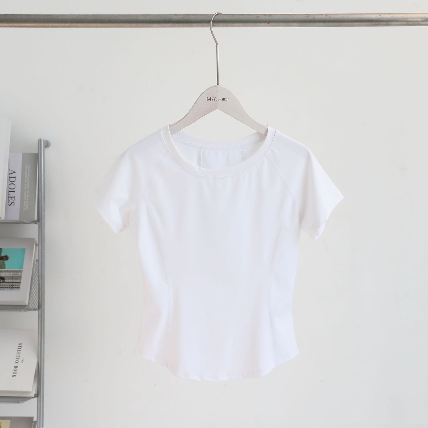 Nude Feel Mesh Stitching Yoga Short-sleeved Sports T-shirt