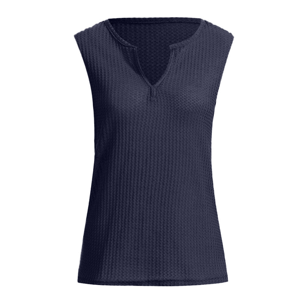 Plus Size Women's Waffle Casual Loose Vest