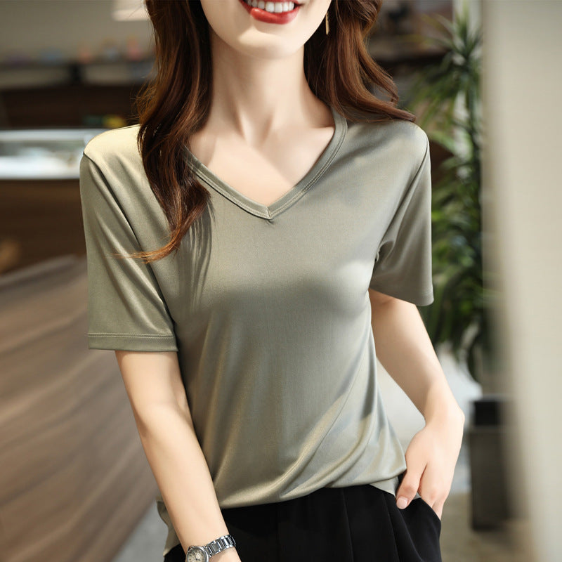 Vest Beautiful French Base Shirt Loose Satin Top