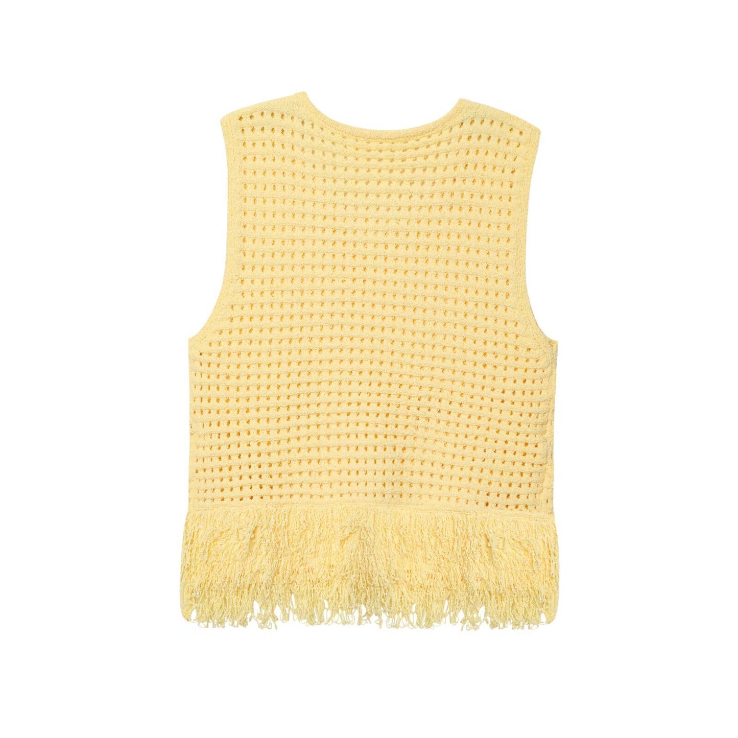 Women's Decorated Tassel Plaid Knitted Top